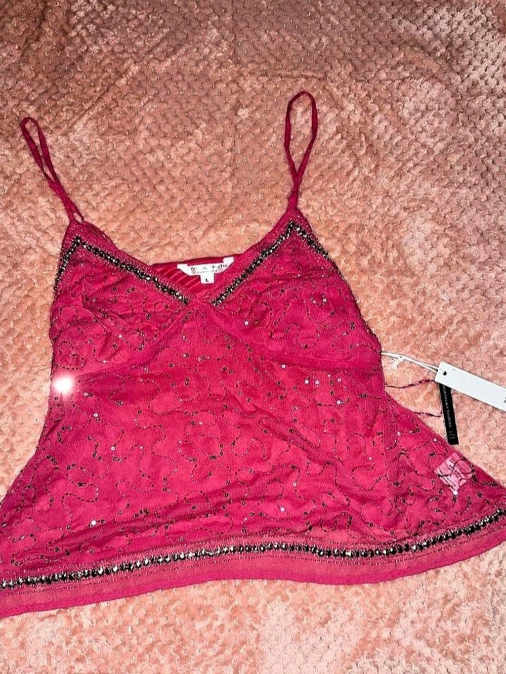 Live 4 Truth Sequin Camisole in Pink Size Large NWT